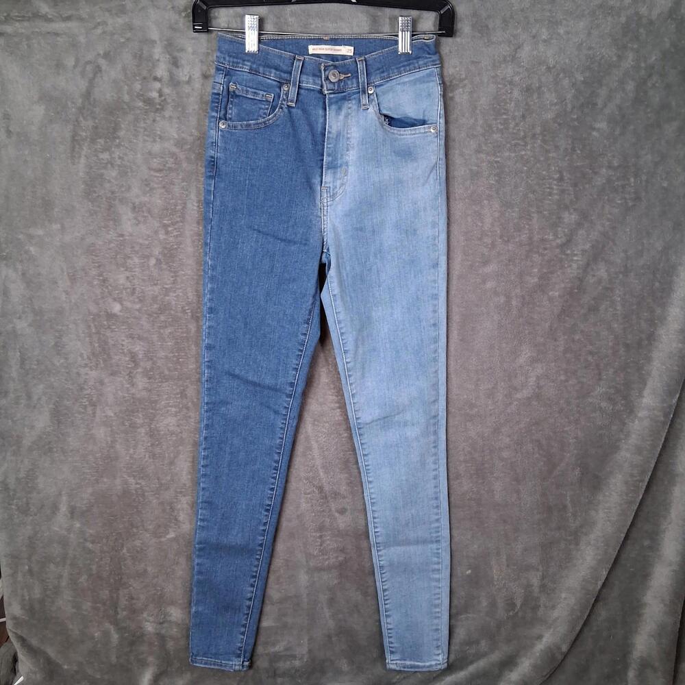 Womens Levis Mile High Super Skinny Two-Tone Blue Jeans 25x30 High-Rise NWOT‎
